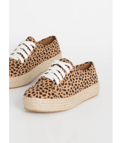 Incaltaminte femei cheapchic vacay braided cheetah platform sneakers cheetah