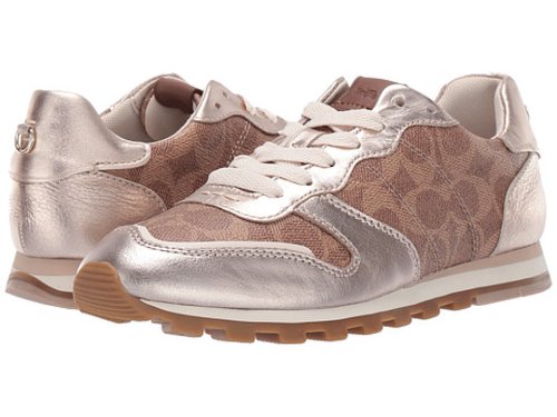Incaltaminte femei coach c118 runner with signature coated canvas with metallic tanchampagne