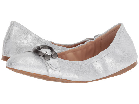 Incaltaminte femei coach stanton ballet with signature buckle silver glitter dusted suede