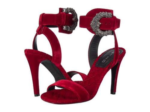 Incaltaminte femei etro velvet buckle heeled sandal red