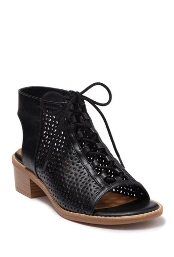 Incaltaminte femei eurosoft bliss perforated lace-up block heel sandal black