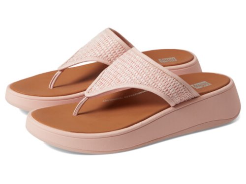 Incaltaminte femei fitflop f-mode woven-raffia flatform toe post sandals pink salt