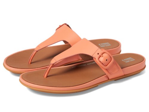 Incaltaminte femei fitflop gracie rubber-buckle leather toe post sandals sunshine coral