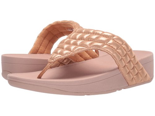 Incaltaminte femei fitflop lulu padded shimmy suede toe thong rose gold