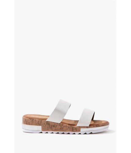 Incaltaminte femei forever21 faux leather cork platform sandals white