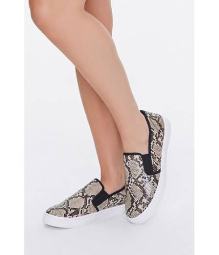 Incaltaminte femei forever21 faux snakeskin slip-on sneakers beigemulti