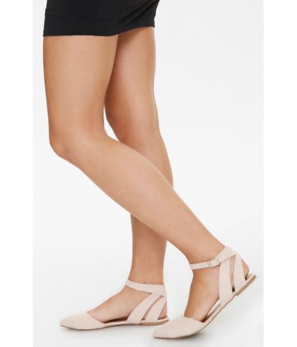 Incaltaminte femei forever21 faux suede ankle-strap cutout flats blush