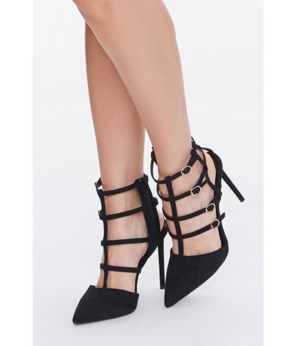 Incaltaminte femei Forever21 faux suede caged stiletto heels black