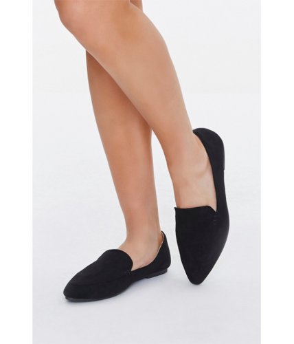 Incaltaminte femei forever21 faux suede pointed loafers black