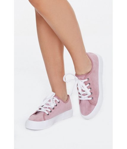 Incaltaminte femei forever21 lace-up corduroy sneakers blush