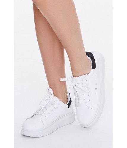 Incaltaminte femei forever21 lace-up platform sneakers whiteblack
