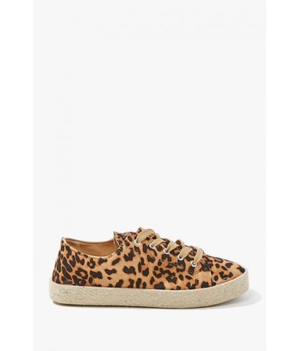 Incaltaminte femei forever21 leopard low-top espadrille sneakers blackbrown