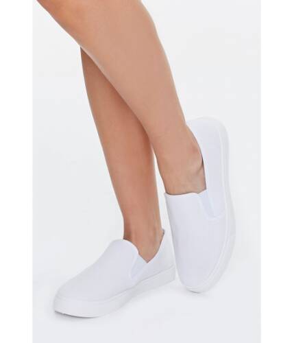 Incaltaminte femei forever21 low-top slip-on sneakers white
