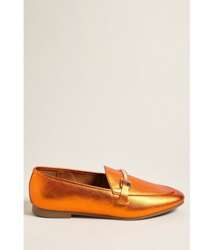 Incaltaminte femei forever21 metallic pointed loafers orange