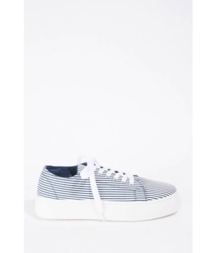 Incaltaminte femei forever21 pinstriped canvas sneakers navywhite