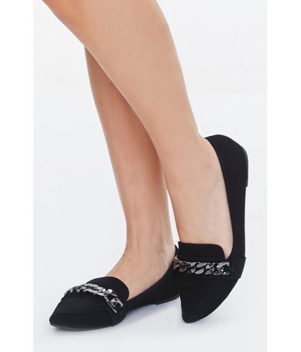 Incaltaminte femei forever21 pointed chain loafers black