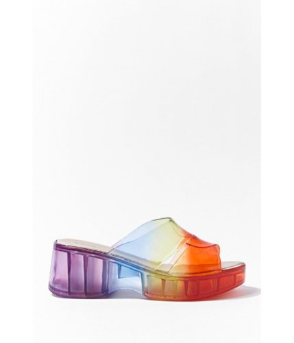 Incaltaminte femei forever21 rainbow platform jelly sandals orangemulti