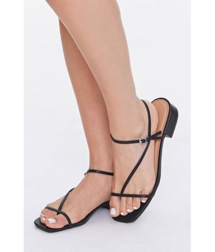 Incaltaminte femei forever21 strappy toe-loop block heels black