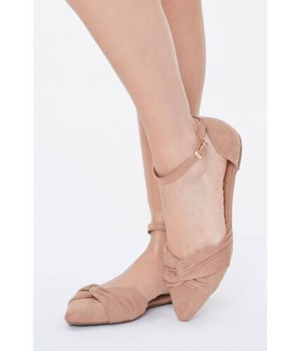 Incaltaminte femei forever21 twisted faux suede flats camel