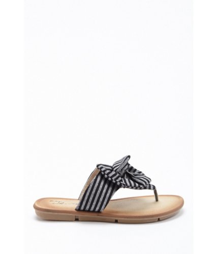 Incaltaminte femei forever21 vintage havana striped flower thong sandals black