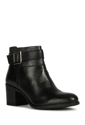 Incaltaminte femei geox leather buckled strap ankle bootie black