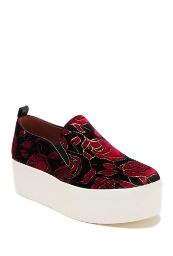 Incaltaminte femei golo vivian platform slip-on sneaker black red floral velvet