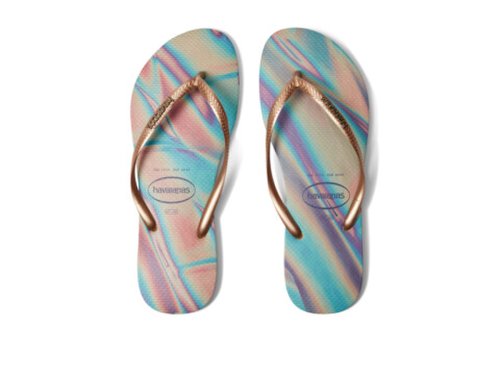 Incaltaminte femei havaianas slim iridescent flip flop sandal sand grey
