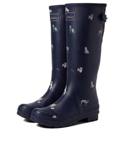 Incaltaminte femei joules welly print navy dogs 3