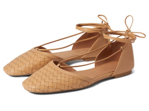 Incaltaminte femei madewell the celina lace-up flat in woven leather earthen sand