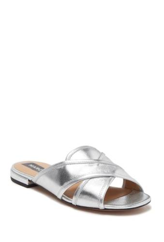 Incaltaminte femei marc jacobs aurora leather metallic slide sandal silver