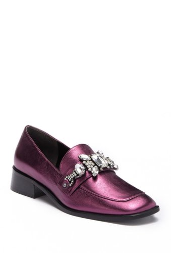 Incaltaminte femei marc jacobs tilde embellished leather loafer purple