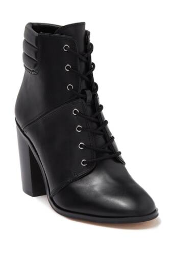 Incaltaminte femei Michael Michael Kors thatcher leather lace-up block heel bootie black