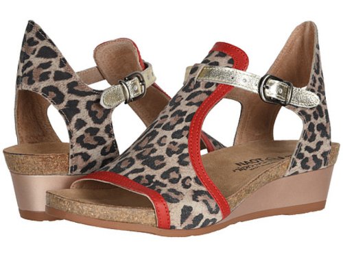 Incaltaminte femei naot fiona cheetah suedekiss red leatherradiant gold leather