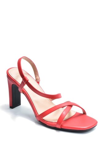 Incaltaminte femei nicole miller reima squared heel strappy sandal red vegan