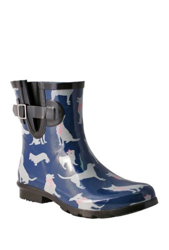 Incaltaminte femei nomad footwear droplet patterned waterproof rain boot navy white dogs