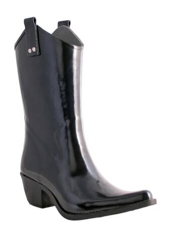 Incaltaminte femei nomad footwear yippy cowboy waterproof rain boot shiny black