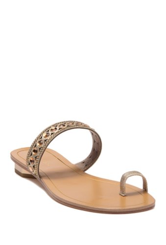 Incaltaminte femei pelle moda ira embellished toe loop sandal plat gold