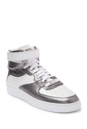 Incaltaminte femei red valentino metallic lace-up high top sneaker silver