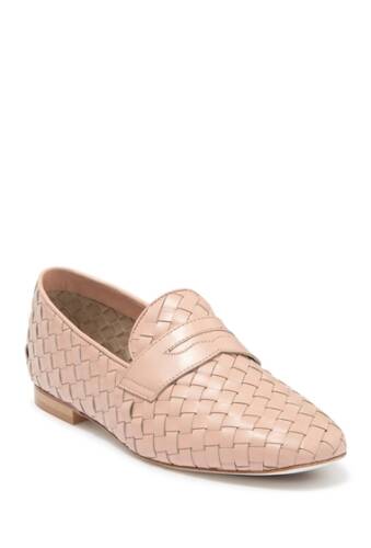 Incaltaminte femei ron white hand woven napa leather penny slot loafer blush