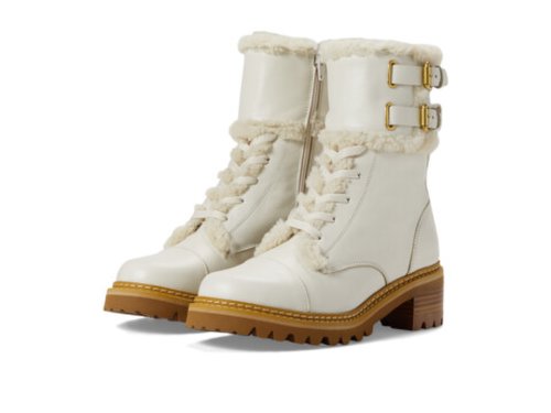 Incaltaminte femei see by chloe mallory combat shearling bootie natural