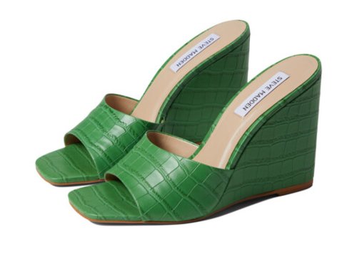 Incaltaminte femei steve madden veles wedge sandal green croco