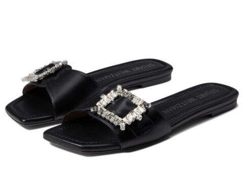 Incaltaminte femei stuart weitzman shine buckle slide sandal black