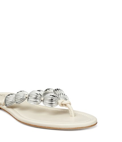 Incaltaminte femei tory burch capri beaded sandal new ivorysilver