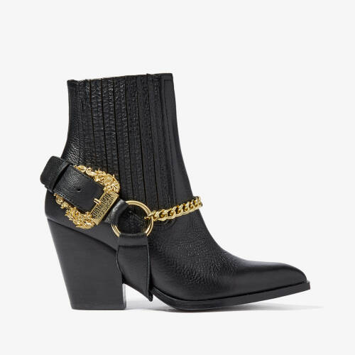 Incaltaminte femei versace jeans couture moto ankle boots with gold hardware detail black