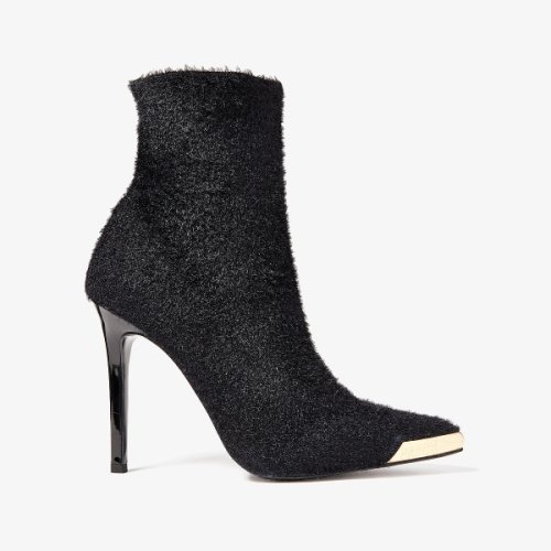 Incaltaminte femei versace jeans couture textured gold toe ankle boots black