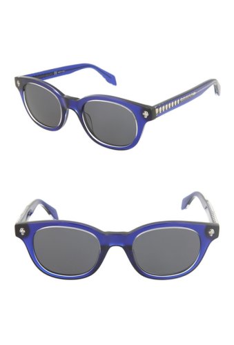 Ochelari barbati alexander mcqueen 47mm acetate frame round sunglasses crystal blue