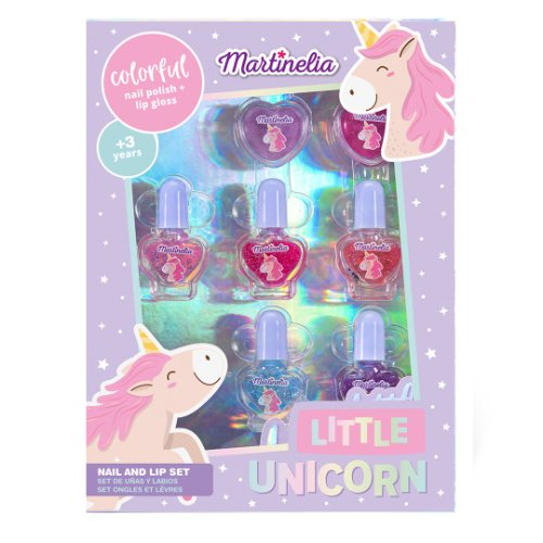 Set unghii false copii cu oja, martinelia little unicorn nail polish set, cosmetice copii, pentru fetițe