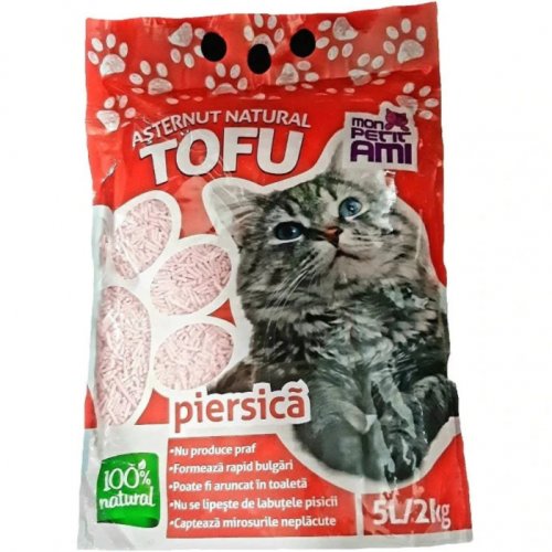 Mon Petit Ami Asternut igienic pentru pisici tofu piersica, mon petit 5 l