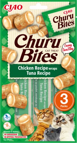 Inaba Churu bites recompense pentru pisici cu pui si ton fara cereale - 3 x 10 g