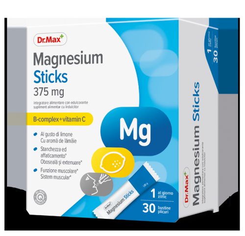 Dr.max magnesium sticks 375mg, 30 plicuri orodispersabile